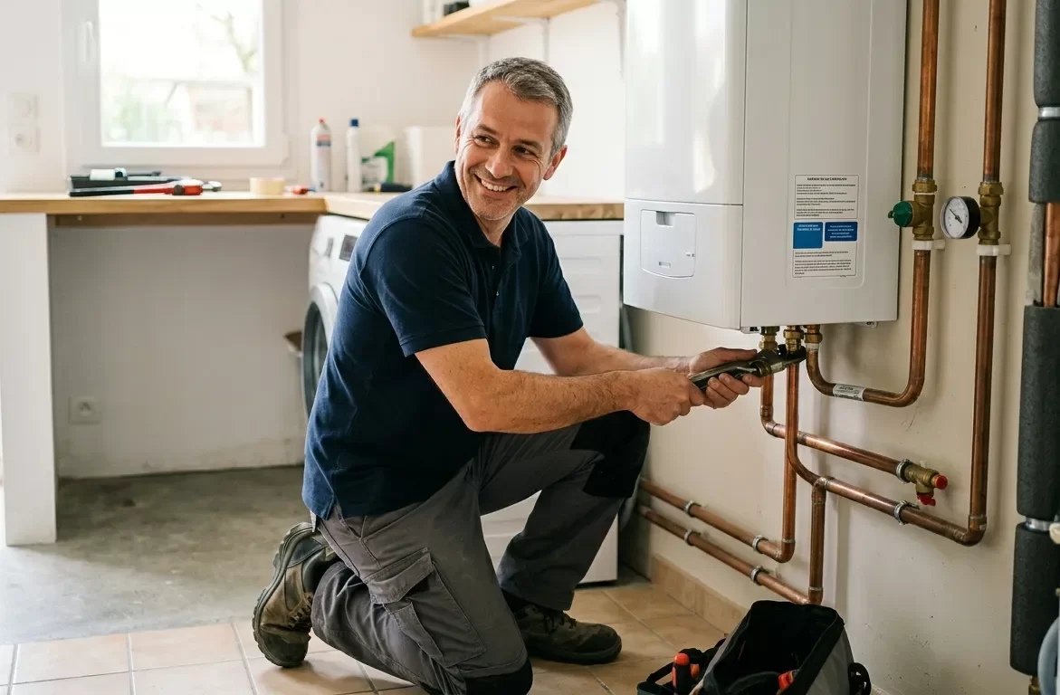Installation d'un chauffe-eau gaz par un artisan plombier